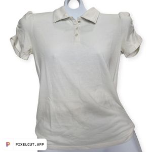 U.S Polo assn. white school polo shirt with ruffles on the sides; free shipping